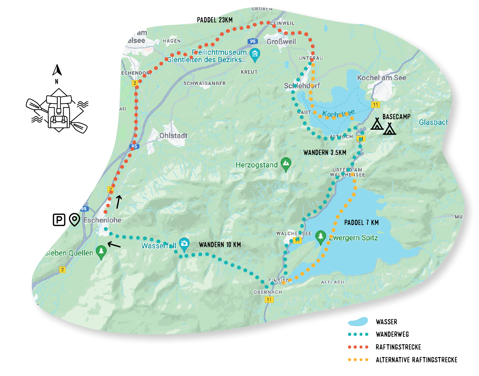 Karte Packraft Trail Bayern