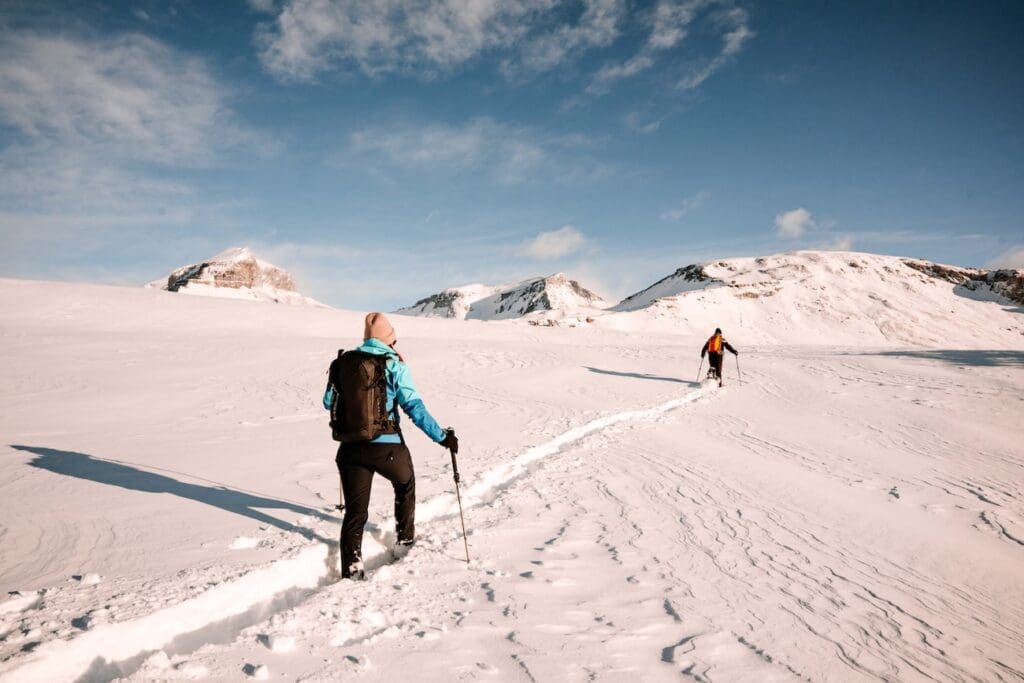 Schneeschuhwanderer in Flims UNESCO Sardona
